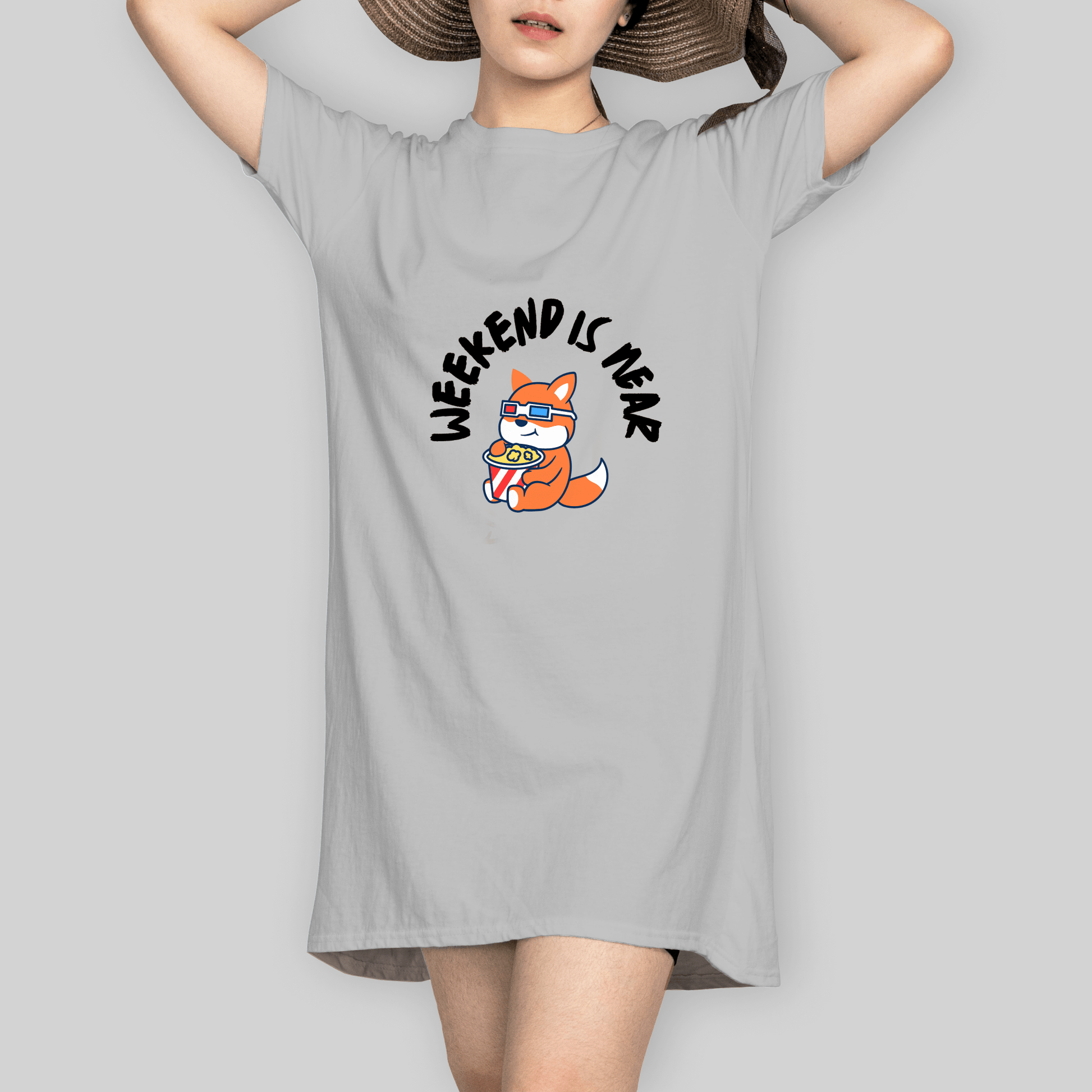 Superr Pets T-Shirt Dress T-Shirt Dress / Grey Melange / S Weekend Is Near | T-Shirt Dress