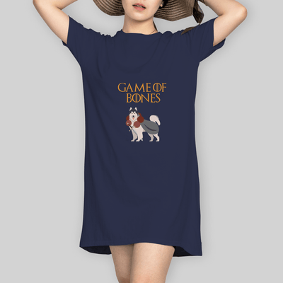 Superr Pets T-Shirt Dress T-Shirt Dress / Navy Blue / S Game Of Bone | T-Shirt Dress