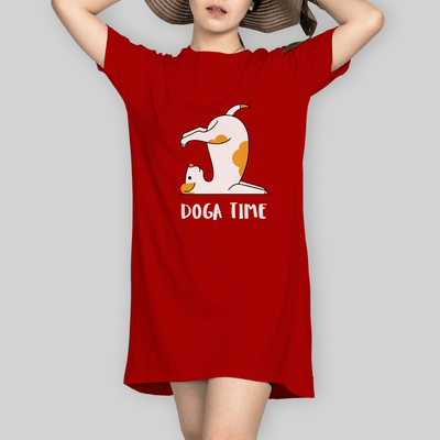 Superr Pets T-Shirt Dress T-Shirt Dress / Red / S Doga Time | T-Shirt Dress
