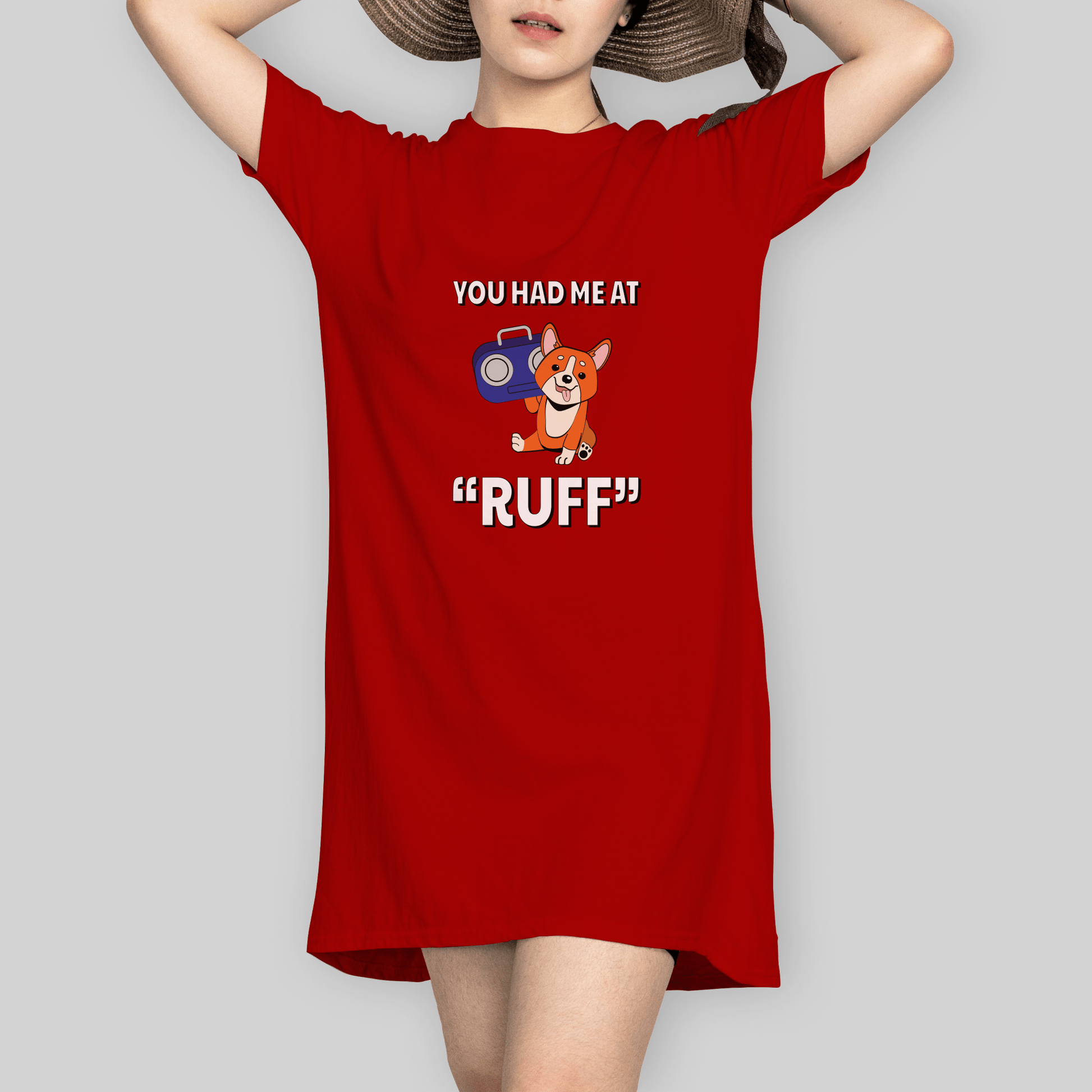 Superr Pets T-Shirt Dress T-Shirt Dress / Red / S You Had Me At Ruff | T-Shirt Dress