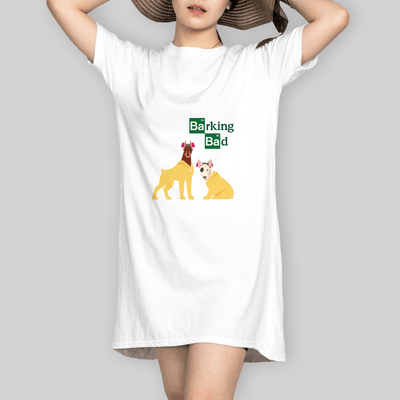 Superr Pets T-Shirt Dress T-Shirt Dress / White / L Barking Bad | T-Shirt Dress