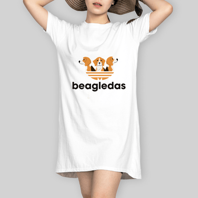 Superr Pets T-Shirt Dress T-Shirt Dress / White / S Beagledas | T-Shirt Dress