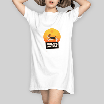 Superr Pets T-Shirt Dress T-Shirt Dress / White / S Escape Artist | T-Shirt Dress