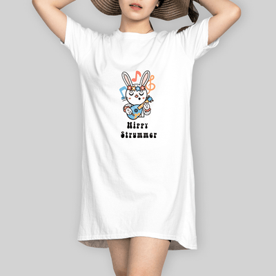Superr Pets T-Shirt Dress T-Shirt Dress / White / S Hippy Strummer | T-Shirt Dress