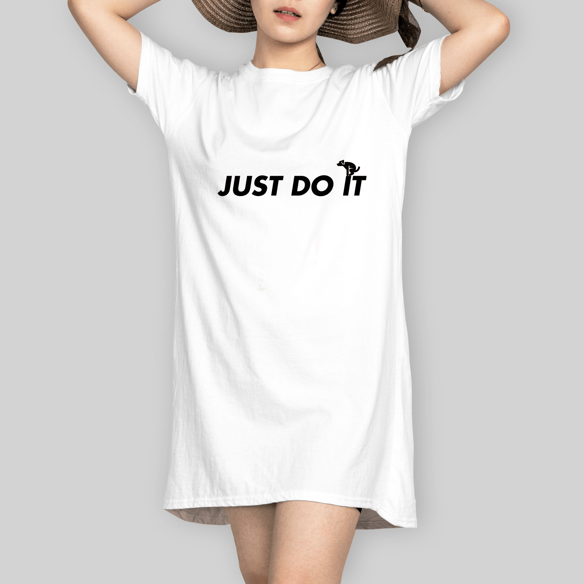 Superr Pets T-Shirt Dress T-Shirt Dress / White / S Just Do It | T-Shirt Dress