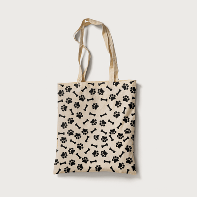 Superr Pets Totebag Black Canine Footprints | Canvas Totebag