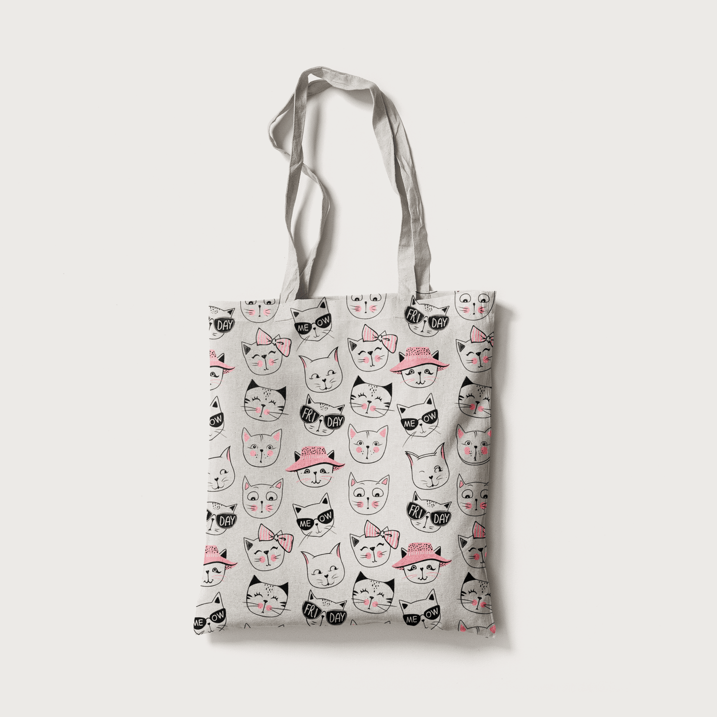 Superr Pets Totebag White The Many Faces Of Cat | Canvas Totebag