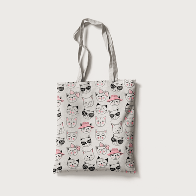 Superr Pets Totebag White The Many Faces Of Cat | Canvas Totebag