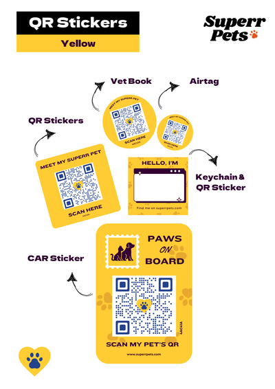 Superr Pets Yellow Theme PetQR Bundle Stickers Theme